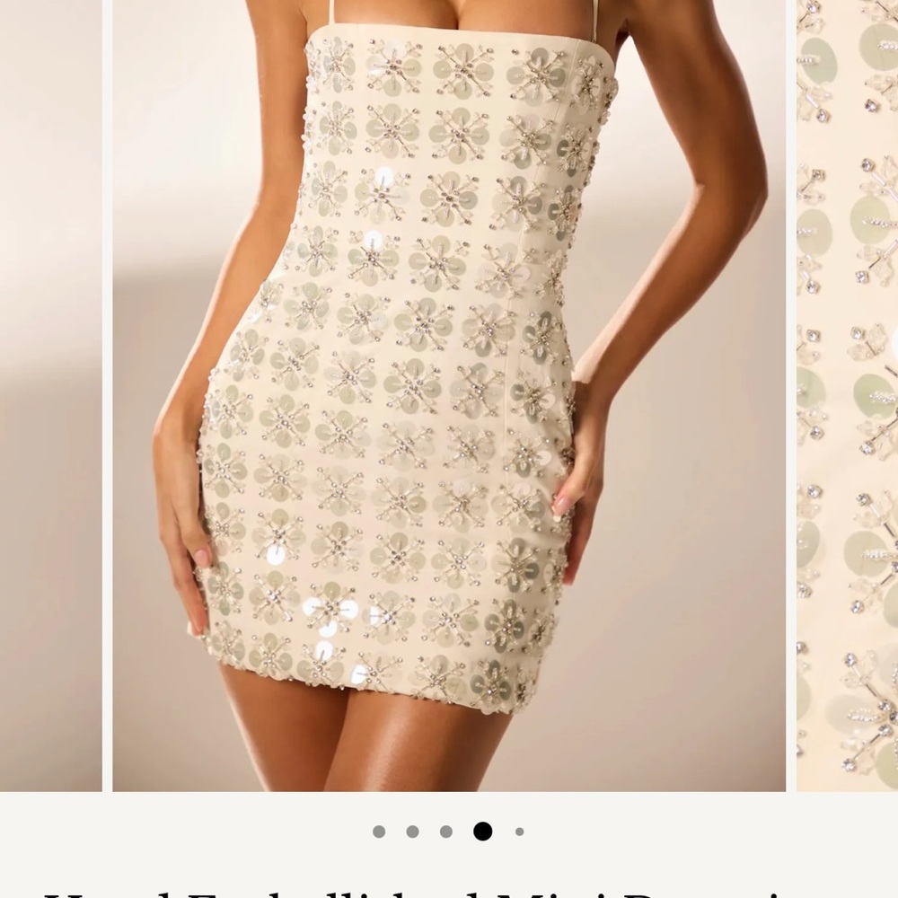 Oh Polly Cream Sequin Mini Dress